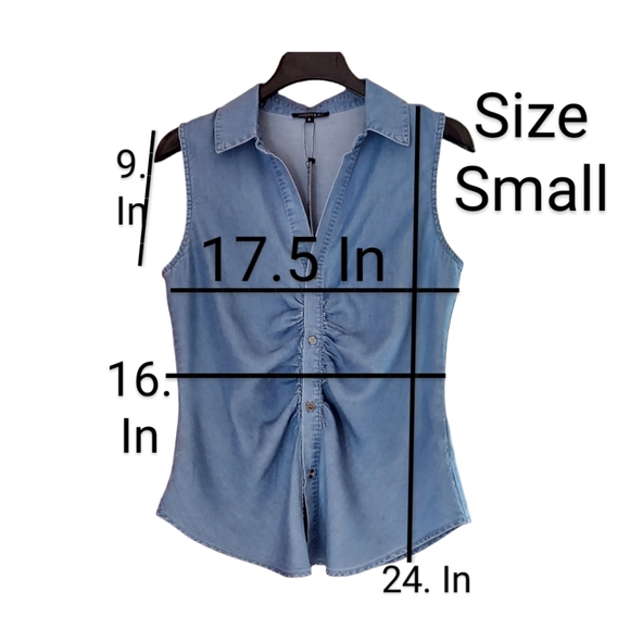 Womens Denim Tank Top S. M. L. Button Down Sleeveless Shirt 100%  Tencel Soft - Picture 5 of 12